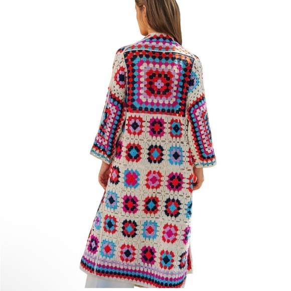 Crochet Cadigan Patchwork Boho Patchwork Cardigan Davi & Dani NWT - Picture 6 of 12